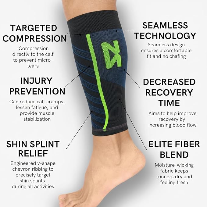 Zensah Featherweight Compression Leg Sleeves - Relieve Shin Splints, Calf Strains