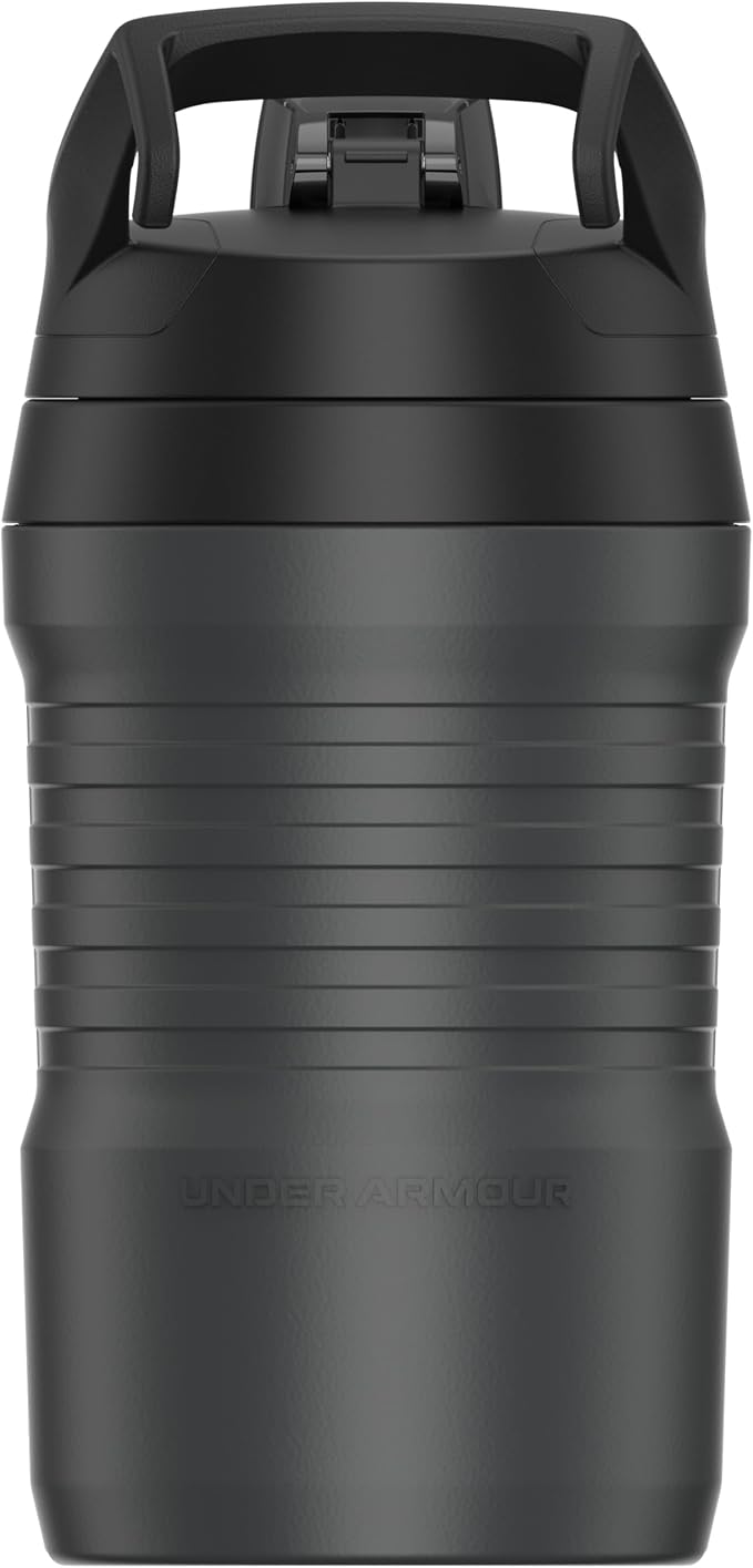 Under Armour 32 oz Insulated Water Bottles - Sports Water Jug with Fence Hook, Leak Resistant for Baseball, Football & More, 32 oz Insulated, Jet Grey/Black