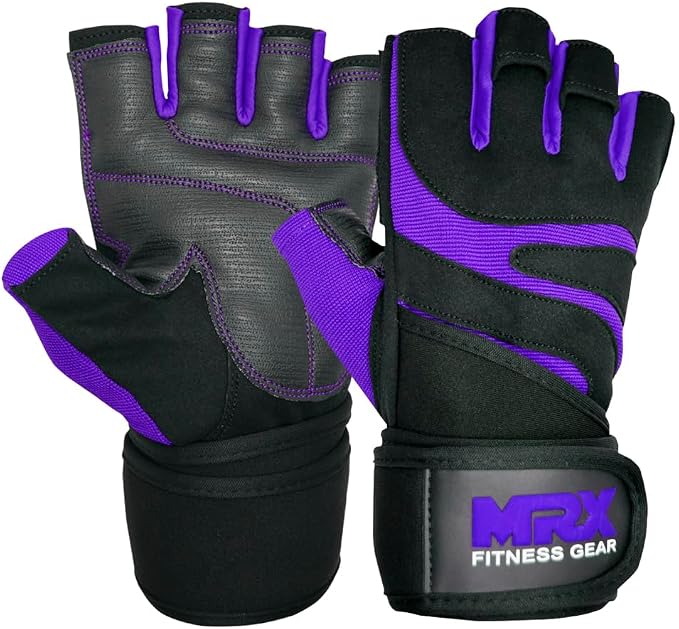 MRX Weightlifting Gloves for Men Workout Gloves Mens Wrist Support Lifting Gloves Male Gym Gloves | Workout Gym Accessories for Men Weight Lifting Fingerless Gym Exercise for Powerlifting