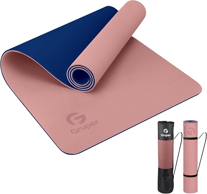 Gruper Yoga Mat Non Slip, Eco Friendly Fitness Exercise Mat with Carrying Strap,Pro Yoga Mats for Women,Workout Mats for Home, Pilates and Floor Exercises