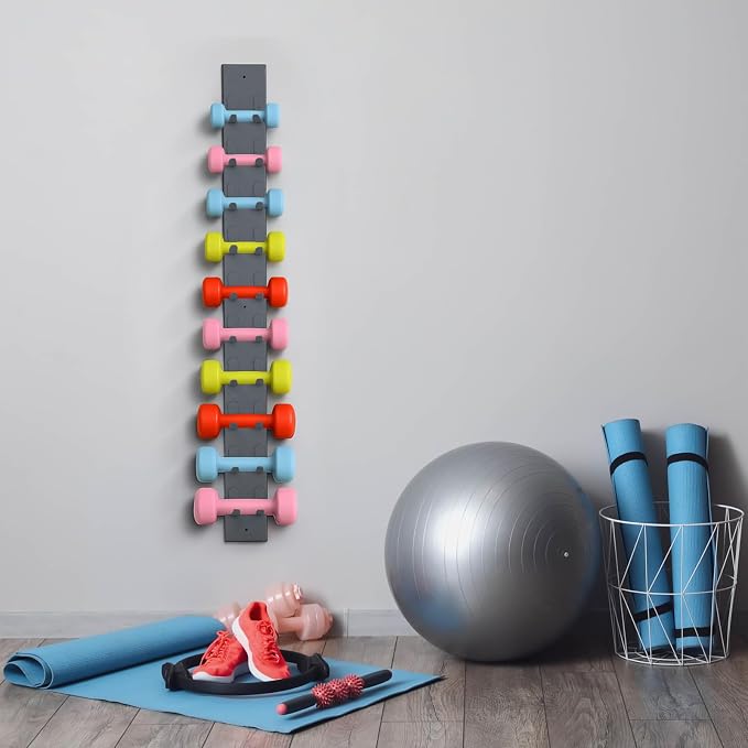 Zonon 50 Inch Dumbbell Wall Rack 10 Capacity Metal Heavy Duty Dumbbell Storage Holder for Space-Saving Home Gym Hardware Included