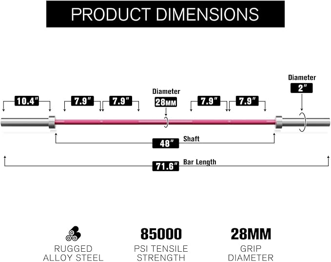 RitFit Barbell Weight Set - 4/6FT Olympic Barbell with Weight Plates (55-115LB Total) - Weightlifting Equipment for Squats, Curls, Deadlifts, Presses, Hip Thrusts