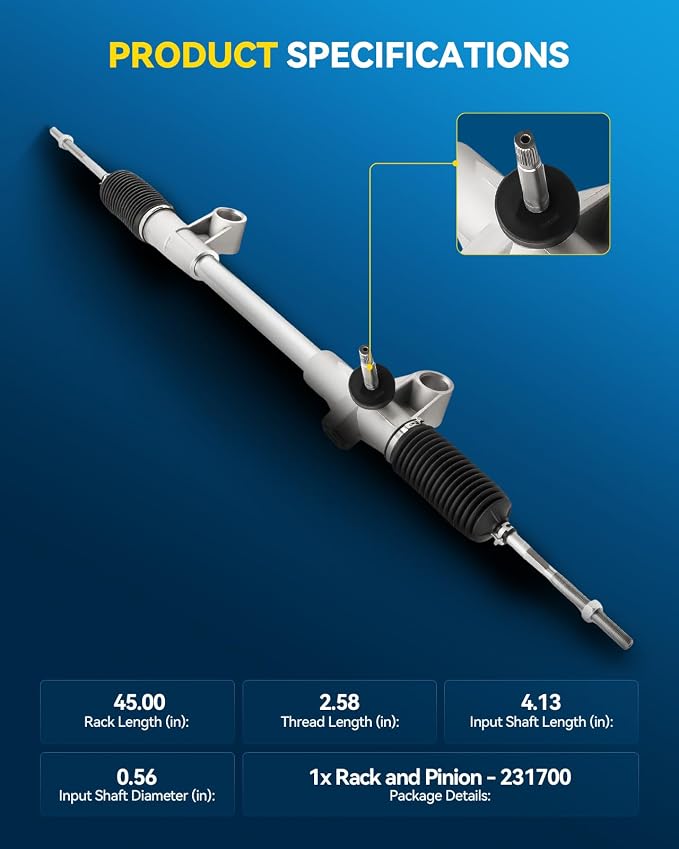 PHILTOP Power Steering Rack and Pinion for 74-78 Mustang II, 74-80 Pinto | 75-80 Bobcat No.231700