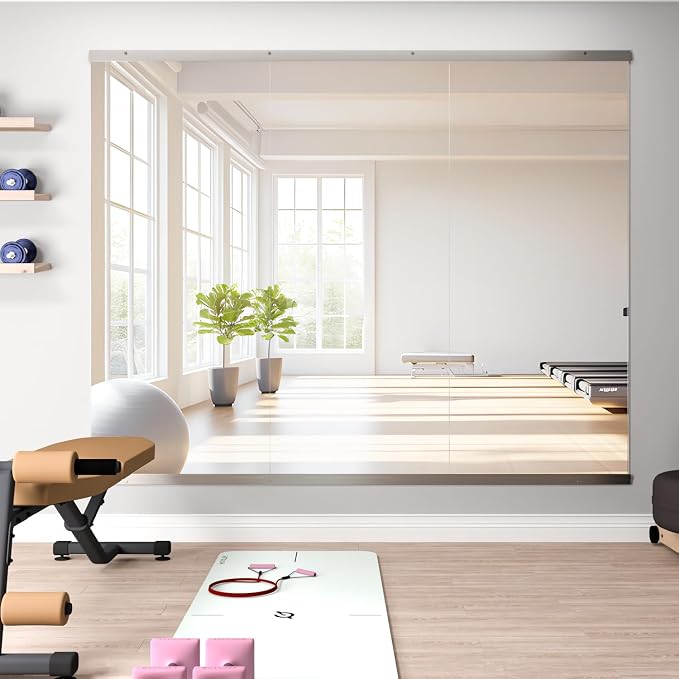 Home Gym Mirror, 57''X24''-3PCS Full Length Wall Mirror for Yoga, Large Wall Mirror for Fitness, Workout Dance Studio, Garage Tempered Glass Frameless