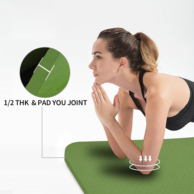 Hatha Yoga Large TPE Yoga Mat 6'x4'x1/2" Extra Thick Non-Slip Exercise Mat - for Yoga Pilates & Home Gym Workouts
