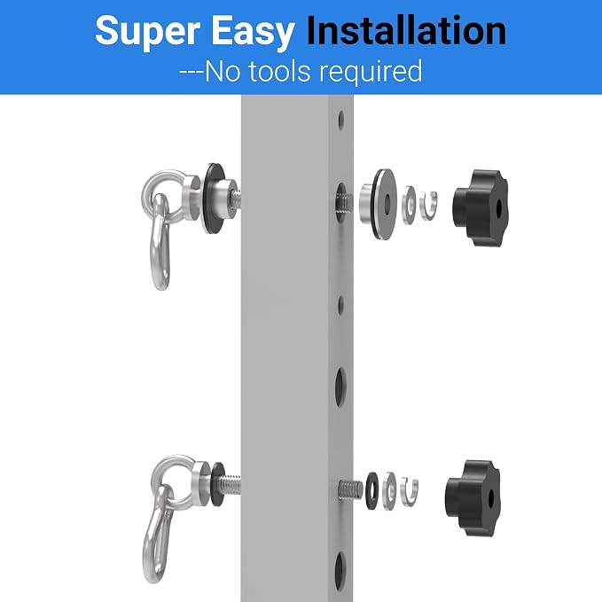 Heavy-Duty Power Rack Attachments, Quick-Install Home Gym Accessories for 2x2, 2x3 & 3x3 Power Racks, Fits 1/2" & 1" Holes