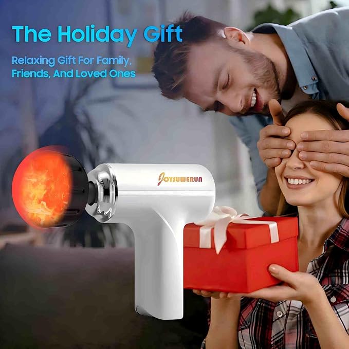 Massage Gun with Heat, Powerful Warming Massage, Home & Travel,White | Massage Gun with Heat, Powerful Heated Massage, Quiet Portable Massager for Home & Travel, Lightweight Design,