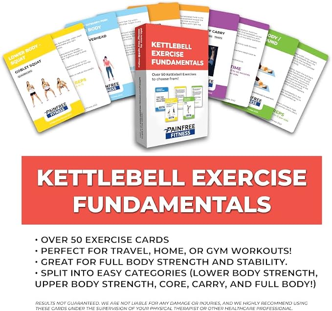 50 Kettlebell Workout Cards Deck 3x5''- Fundamental Exercise Cards for Home Workouts - Suitable for Safe Power Training, Strength Training - Bend & Tear-Resistant