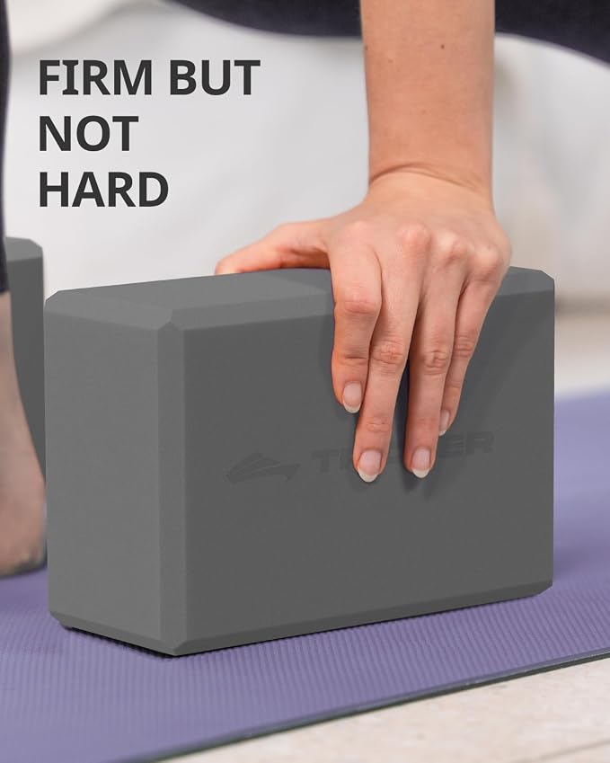 Trideer Yoga Blocks 2 Pack, Soft Non-Slip Foam Blocks with Beveled Edges for Alignment and Stretching in Yoga, Pilates, and Dance - Supportive, Lightweight, Odor Resistant, Latex-Free