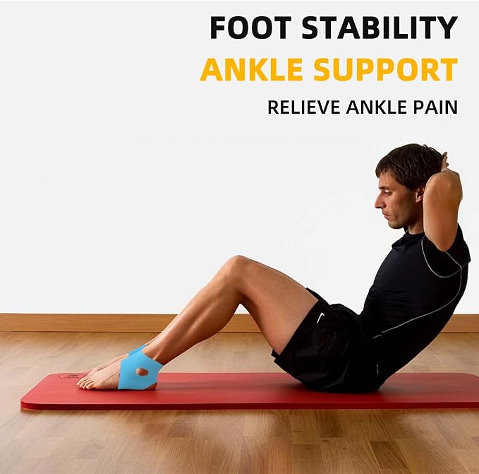 Precut Kinesiology Tape for Ankle, 20 Pcs - Ankle Support & Stability, Ankle Pain Relief - Waterproof & Elastic, Breathable Hypoallergenic Latex-Free Tape, Blue