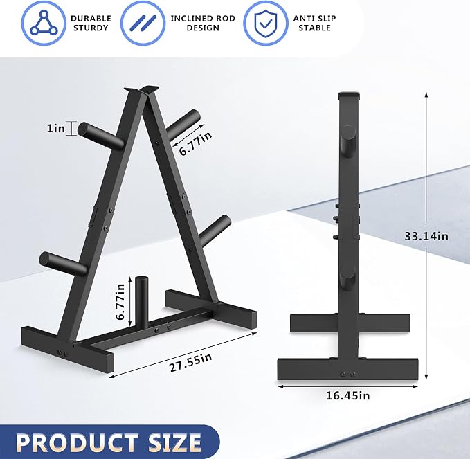Weight Plate Rack, Weight Tree, Home Gym Storage Stand, Holds 300 lbs