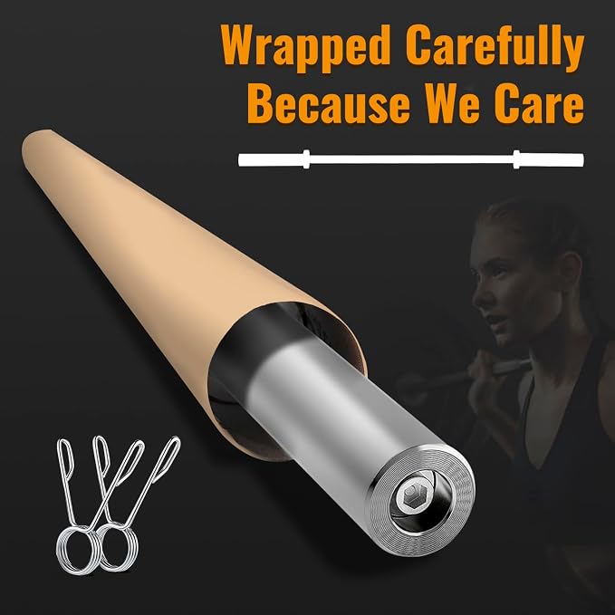 PayLessHere | 7ft Olympic Barbell | 700LB Capacity | Chrome Steel Bar | with Knurled Grip, Rotating Sleeves, 2 Clamps | Anti-Rust Finish | For Gyms, Home Gyms, Weightlifting & Powerlifting
