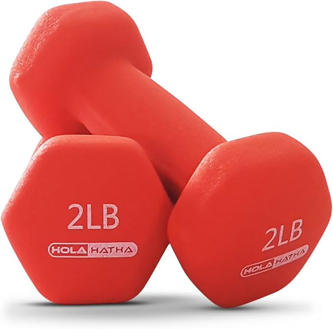 HolaHatha 1, 2 and 3 lb Neoprene Dumbbell Strength Training Weight Set with Rack