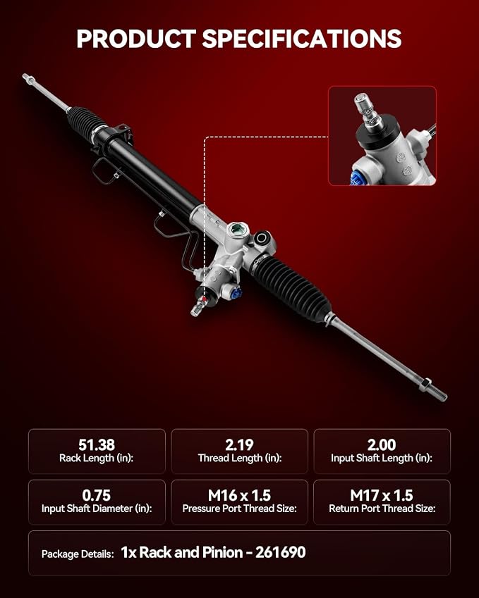 Torchbeam Hydraulic Power Steering Rack and Pinion Replacement for Toyota 1995-1999 Camry All Models/1992-1994 Camry 2.2L 3.0L, 1997-1999 Avalon All Models, Lexus 1997-1998 ES300 Replace# 261690