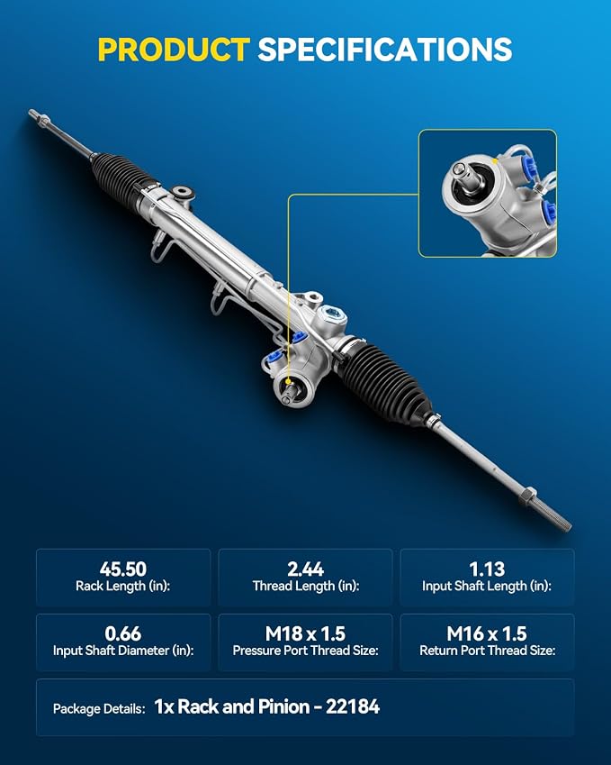 PHILTOP Steering Rack & Pinion for Malibu, Grand Am, Classic, Alero | 1998-2003 Malibu, 2004-2005 Classic, 1999-2004 Alero, 1998-1999 Cutlass, 1999-2005 Grand Am No.22184, 26073995, 26073200