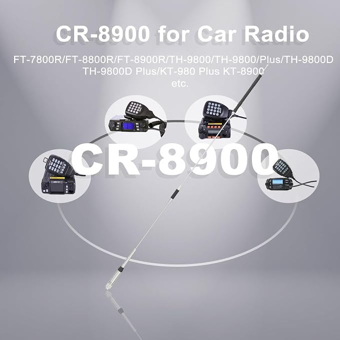 Mobile Radio Antenna TH-9800 Quad Band High Gain Antenna for Car Radio KT-8900D Antenna PL259 29/50/144/430MHz (10m/6m/2m/70cm) with 16.4ft Coaxial Cable and Bracket Clip (Black)