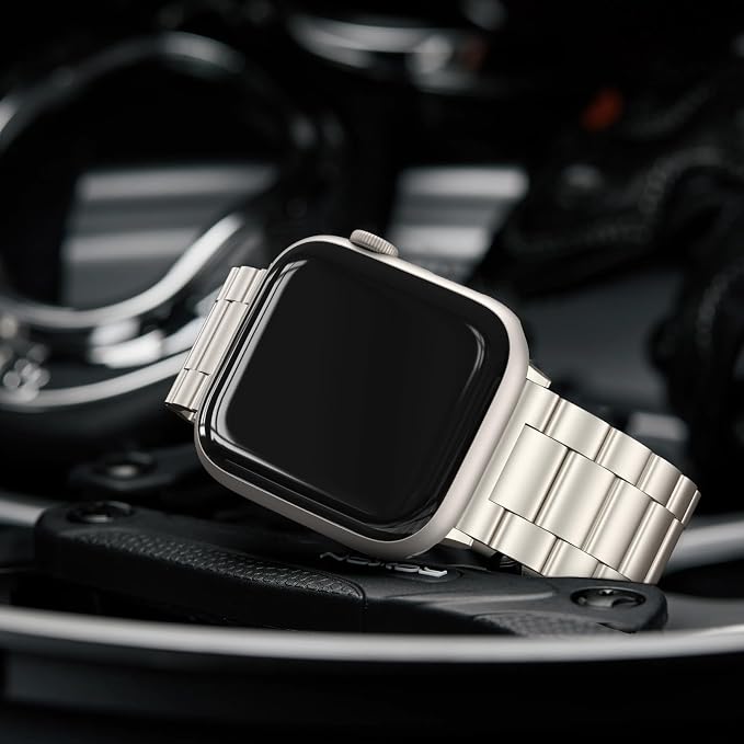 EPULY Compatible with Apple Watch Band 49mm 45mm 44mm 42mm 41mm 40mm 38mm, Business Stainless Steel Metal Watchband for iWatch Strap Ultra SE Series 8 7 6 5 4 3 2 1 Men(Starlight, 42mm/44mm/45mm/49mm) | Stainless Steel Strap Suitable for Business Setti...