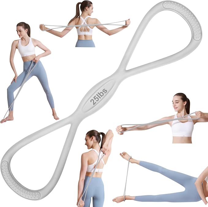 Figure 8 Resistance Band: Resistance Bands with Handles for Working Out - 8 Shaped Resistance Bands for Women - Exercise Bands for Arms - Fullbody Yoga Pulling Rope