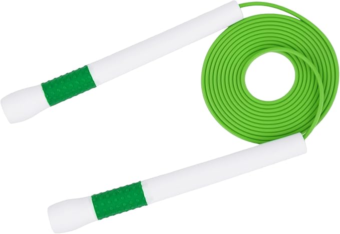 YUEDONG Ergonomic Jump Rope with Non-Slip Handle for Adults | Quick-adjust length, 7.7 in non-slip handle, PVC coated rope carry bag for HIIT speed double unders and endurance training