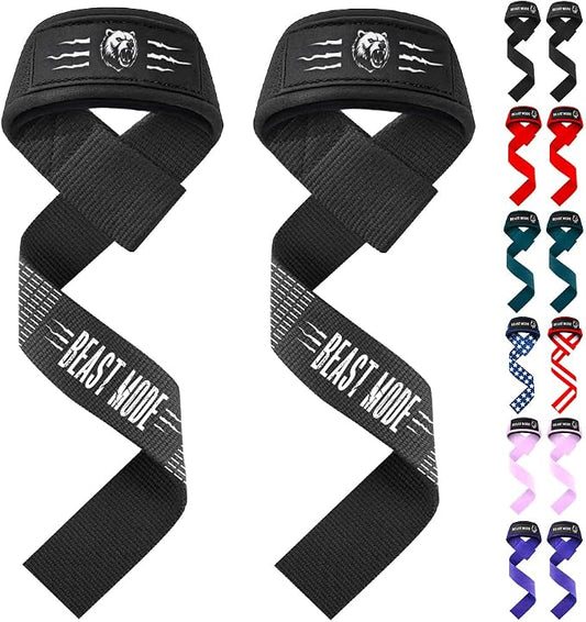 TECEUM Neoprene Padded Cotton Lifting Straps for Weightlifting, 1 Pair