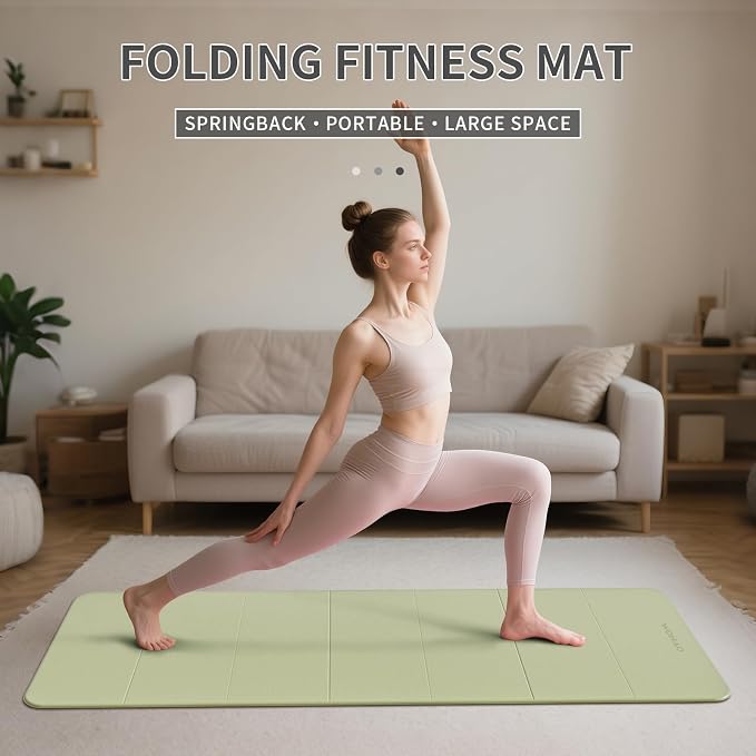 7-Fold Yoga Mat 70"x24" - 1/2 Inch Thick | Folding Exercise Mat, Compact Non-Slip TPE Mat, For Travel, Storage, Yoga & Home Gym, Lightweight & Portable