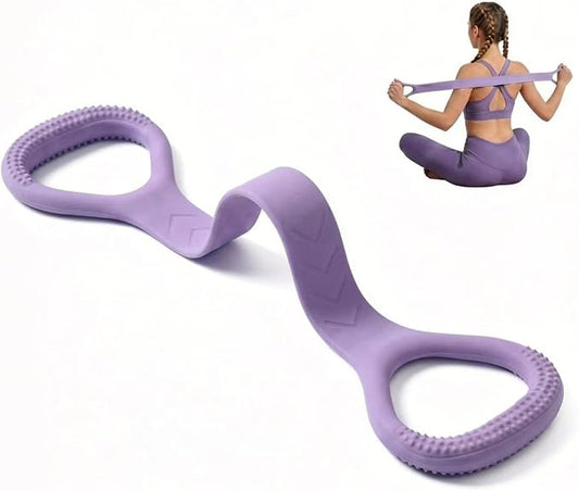 Figure 8 Resistance Bands with Handles, Silicone Exercise Bands for Yoga Pilates Stretching, Portable Home Workout Equipment for Arm Back Shoulder Training, Fitness Band for Women Men