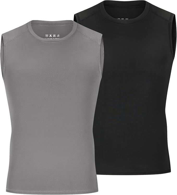 Youth Boys Sleeveless Compression Shirt Basketball Football Undershirt Quick Dry Kids Athletic Tank Tops for Workout
