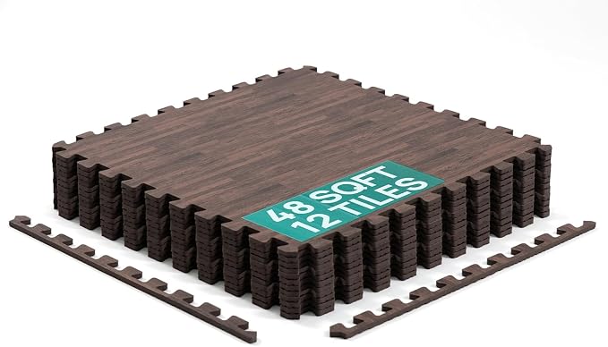 Yes4All EVA Interlocking Mats, Puzzle Floor Tiles, Foam Floor Padding with Border for Furniture, Home Space, Living Room, Garage