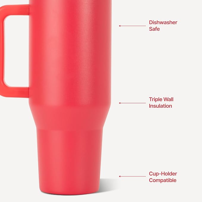 HydroJug Traveler 40oz, Insulated Tumbler with Handle & Straw, Fruit Punch