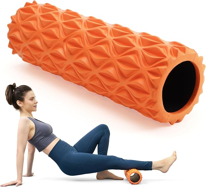 Foam Roller, 15 inch High Density Massage Roller for Exercise | Deep Tissue Massager for Muscle Massage, Myofascial Trigger Point Release, Exercise, Yoga, Pilates & Stretching, Orange