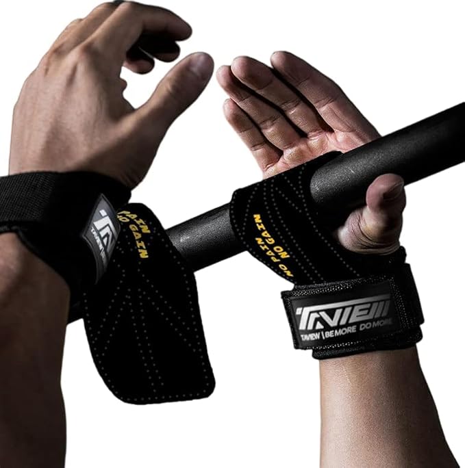 TAVIEW Wrist Straps for Weightlifting for Maximum Grip Support - Lifting Deadlift Strap & Weight Lifting Grips Gloves for Working Out Pull Up Deadlifting & Shrugs