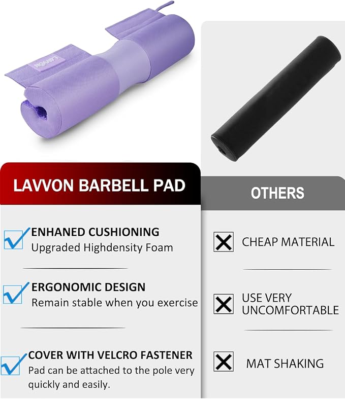 Barbell Squat Pad Set- Nylon Padding AntiSlip- Thick Foam Hip Thrusts Pads | Bench Press/Lunges/Bar Squats Padding Cushion -Standard Olympic Weight Bar Pad(Wrist Straps Weightlifting-Ankle Straps)