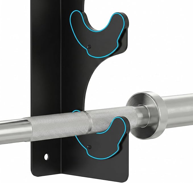Tebery Wall Mount Barbell Rack, Heavy Duty Vertical Barbell Storage Holder for Curl Bars, Space Saving Home Gym Weight Hanger Organizer for Garage Gym Equipment