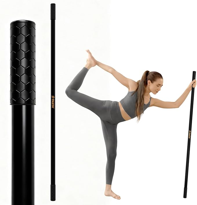 PAETA Yoga Stick for Stretching, 5ft Exercise Stick for Mobility & Flexibility, Bamboo Stretch Bar and Posture Pole with Non-Slip Grip - Includes Free Video Guide