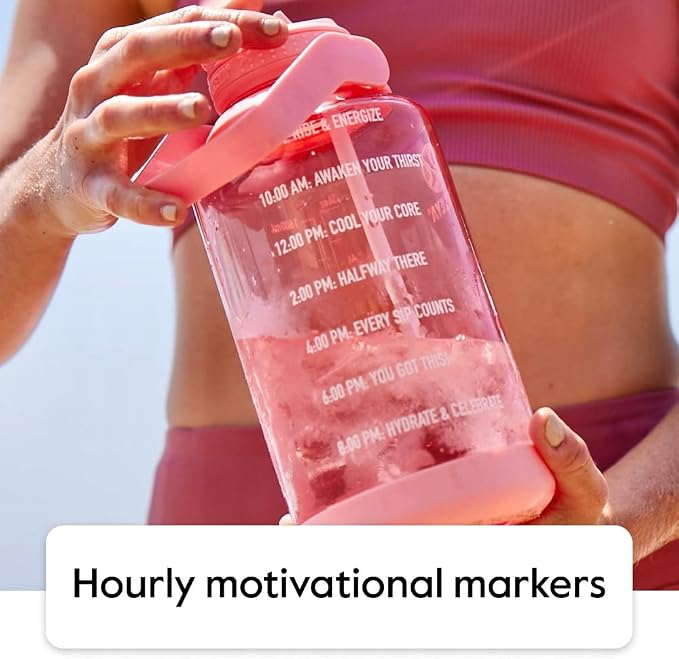 Takeya Motivational Water Bottle with Straw Lid and Time Marker (64 oz, Pistachio Green) - Leakproof, BPA Free Water Bottle for Daily Intake Tracking