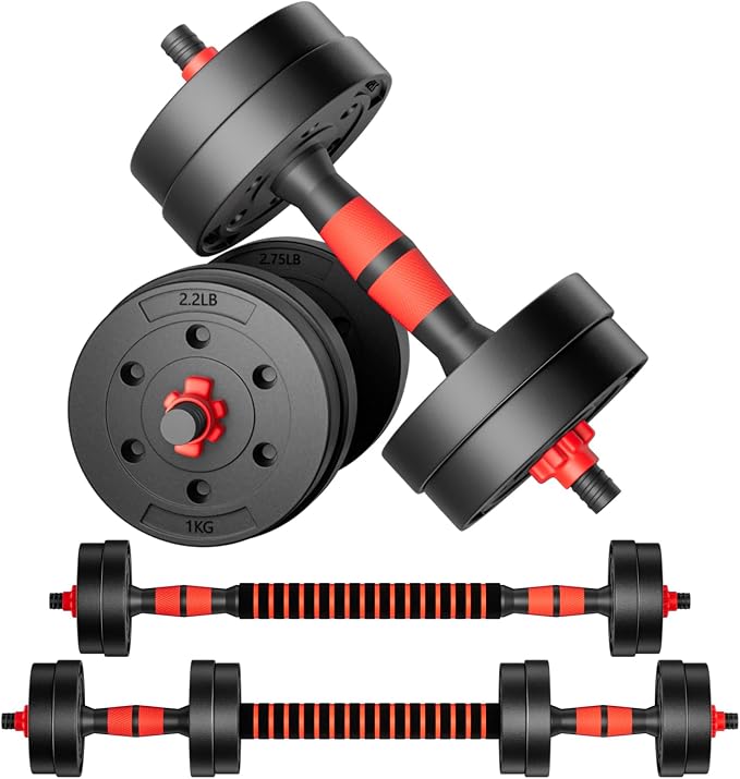 Adjustable-Dumbbells-Sets,Free Weights-Dumbbells Set of 2 Convertible To Barbell A Pair of Lightweight for Home Gym,Women and Men Equipment