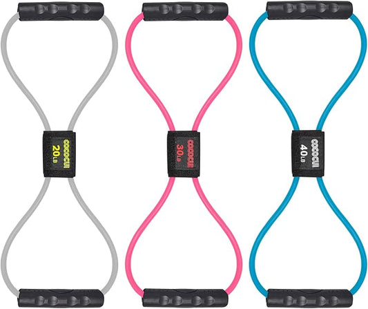 Figure 8 Resistance Bands with Handles for Women Men, Exercise Bands for Back, 8 Shaped Resistance Bands for Arms, Shoulder, Leg Stretching, Physical Therapy, Yoga, Pilates, Home Gym Workout Equipment