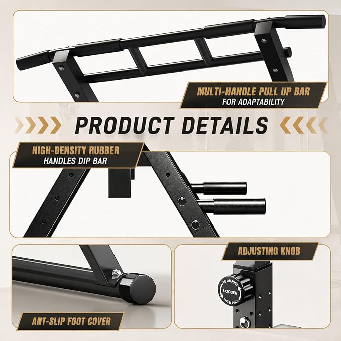 Pull Up Bar, Multifunction Power Tower Dip Bar Station Home Gym Strength Training Workout Equipment for Pull-up Push-up Dips
