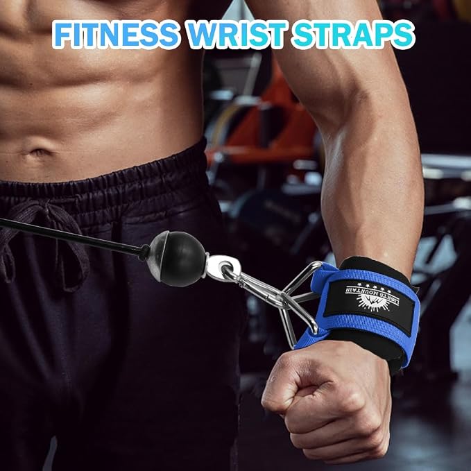 Wrist Cuffs for Cable Machines – Padded & Adjustable Straps for Lateral Raises, Tricep Pushdowns & Strength Training