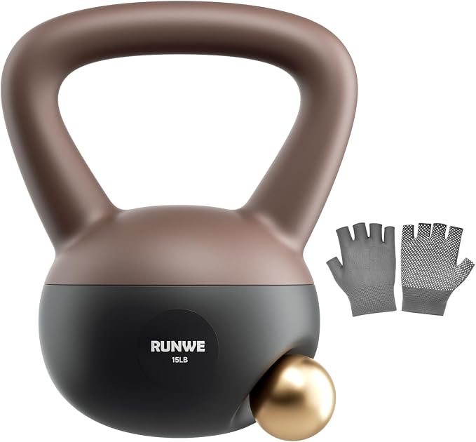 RUNWE Soft Kettlebell 5lb 10lb 15lb 20lb 25lb 30lb, Sand Filled Quiet Floor-Friendly Kettlebell, Anti-Slip Home Gym Fitness Equipment for Apartment Postpartum Recovery, Safety for Women Men & Beginner