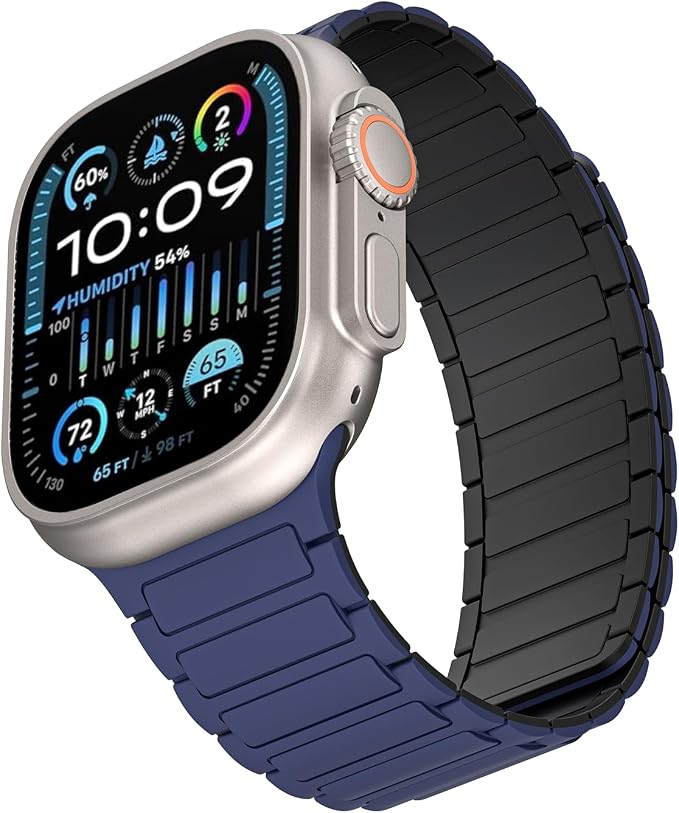 Magnetic Watch Band for Apple Watch Bands Ultra 3/2/1 bands for men women iwatch band 49mm 46mm 45mm 44mm 42mm Sport Silicone Wristband Strong Magnet link Strap for apple watch SE 3/2/1 ,Series 11 10 9 8 7 6 5 4 3 2 1,Blue