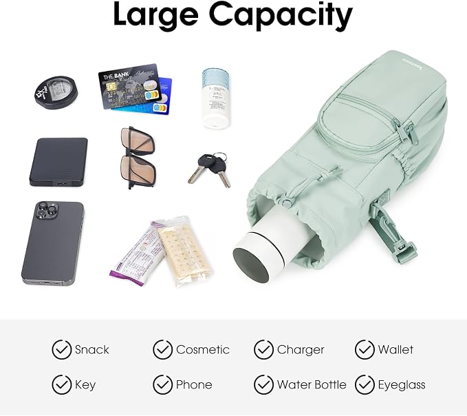 sportsnew 40oz Insulated Crossbody Water Bottle Bag Gym Hiking Phone Pocket | Water-resistant Lining, Padded Strap, Top Handle, Drawstring, Phone Pocket, Elastic Slots, Built-In Key Clip for Gym Walking