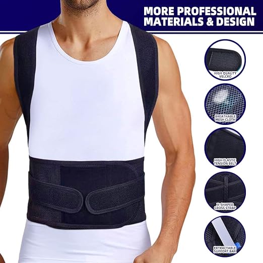 Upgraded Posture Corrector Back Brace for Men and Women, New Version Lumbar Support for Posture Improving and Pain Relief, Full Back Support for Neck, Shoulder, Waist Pain, XL