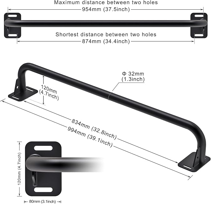SELEWARE Heavy Duty Welded Pull Up Bar Wall/Joist/Ceiling Mount Chin Up Bar | Multifunctional Pull-up Bars w/Resistance Band Hooks for Home Gym Strength Training, Sturdy Steel Construction Support 500 lb
