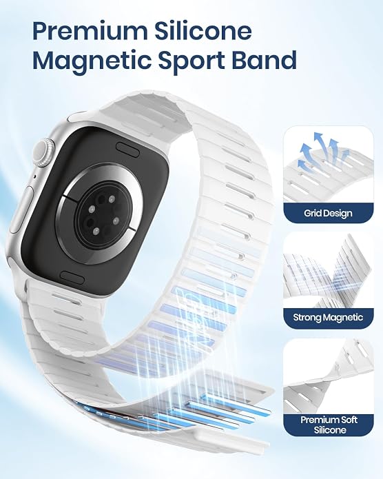 Magnetic Sport Bands Compatible with Apple Watch Bands for Men Women | Silicone Wristband 49mm 46mm 45mm 40mm 44mm 38mm 41mm 42mm, Replacement for iWatch Ultra Series 11 10 9 8 7 6 5 4 3 2 1 SE