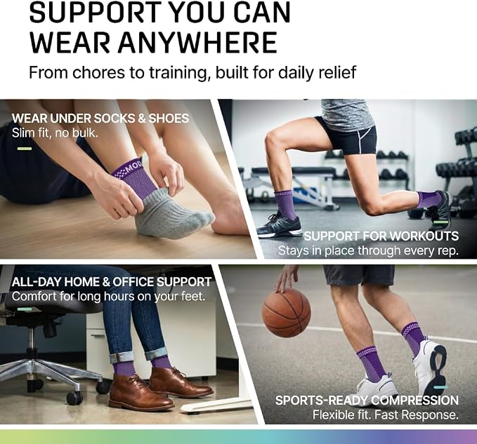 Modvel Foot & Ankle Brace Socks for Sprained Ankle Compression Sleeve - Foot Support for Women & Men - Tendonitis & Arthritis Ankle Brace Sports Running, Torn Ligaments & Women Stabilizing Ankle Wrap