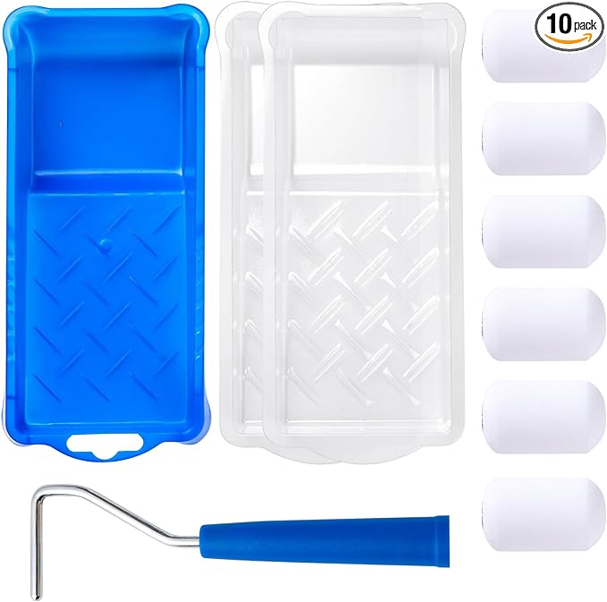 Mister Rui 2 Inch Foam Roller Kit 10-Pack for Touch-Ups | Versatile Mini Rollers for Walls, Doors and Cabinets. Smooth Finish – Perfect for DIY, Crafts and Small Projects