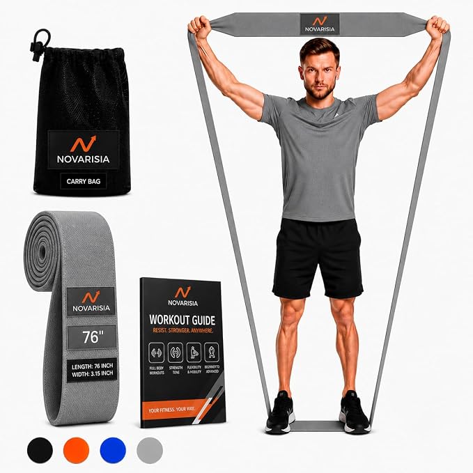76 Inch Fabric Resistance Band for Strength Training, Mobility, and Stretching, Non-Slip Workout Band for Athletes, Home Gyms, Yoga, and Physical Therapy