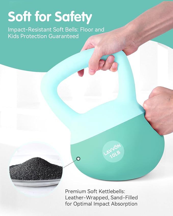 Soft Kettlebell - Cushioned Impact-Resistant Base and Anti-Slip | Kettle bell Anti-Slip Grip Weight for Home Workouts, Safe Strength Training Kettlebells Sets for Women& Men - Non-Slip Gloves