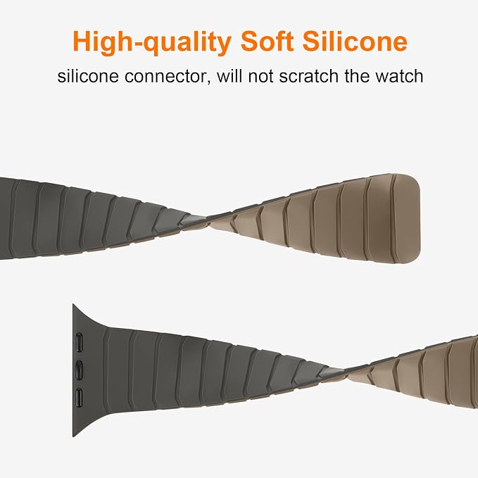 Tasikar Magnetic Bands Compatible with Apple Watch 49mm 46mm 45mm 44mm 42mm Soft Silicone Replacement Loop Wristband for iWatch Ultra 3 2 1 SE Series 11 10 9 8 7 6 5 4 3, Grey-Coffee